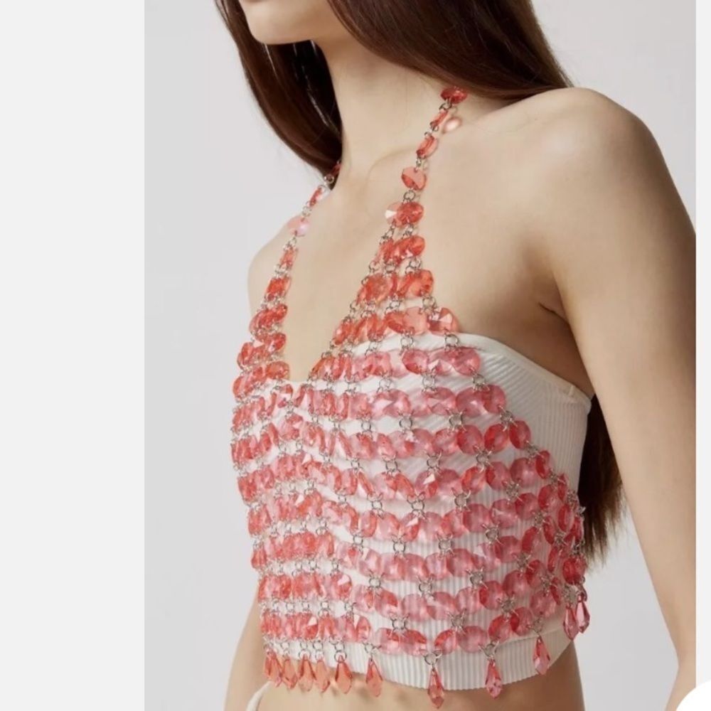 Urban Outfitters Limelight Beaded Halter Top in Rose, NWT One Size